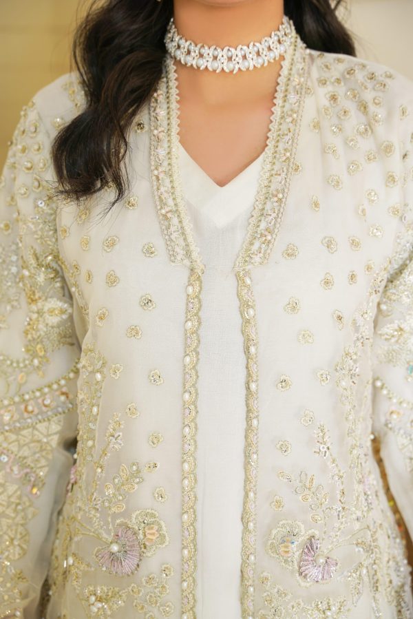 Ivory White Chiffon Stitched Suit - Image 6