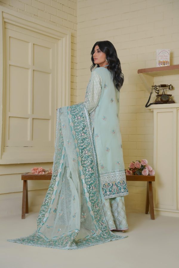 Ferozi Mist Chiffon Stitched Suit - Image 3