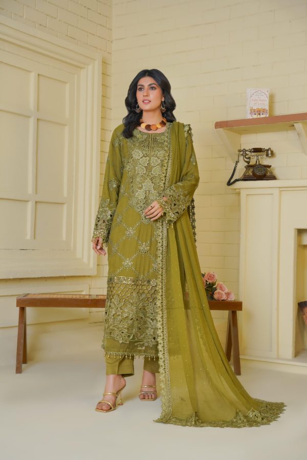 Mehndi Green Chiffon Stitched Suit