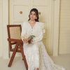 Elegance White Chiffon Embroidered Suit - Image 4